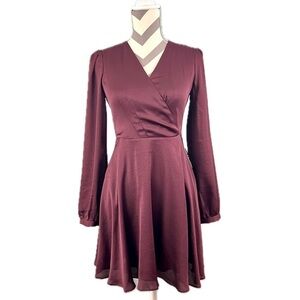 NWT - Express Long Sleeve Cabernet Fit & Flare Dress - Size XS